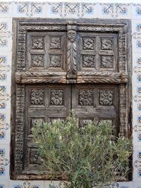 Closed door of building