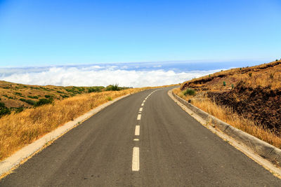 Road amidst landscape against clear blue sky