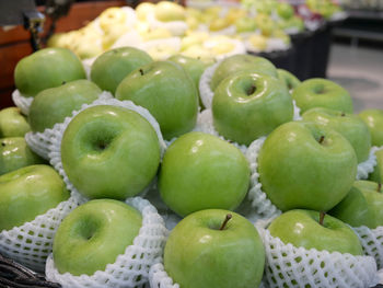 Close-up of apples for sale in market