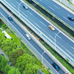 High angle view of train