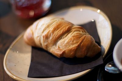 Close-up of bread in plate