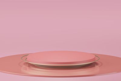 High angle view of pink cake on table