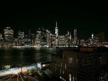 Illuminated cityscape at night