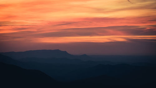 Scenic view of dramatic sky during sunset