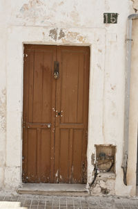 Closed door of old building