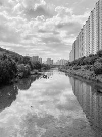 River amidst buildings against sky in city