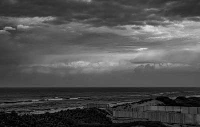 Scenic view of sea against cloudy sky