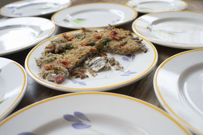 Close-up of food in plate on table