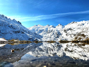 Snow covered mountain against sky