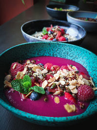 High angle view of breakfast served in bowl