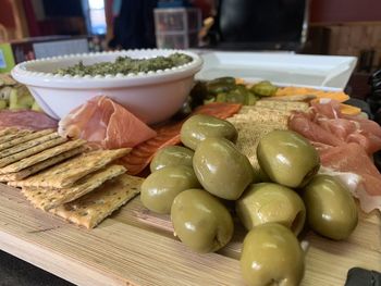 Close-up of food in plate on table