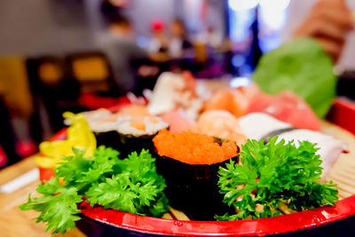 Close-up of food on table