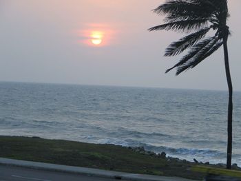 Scenic view of sea at sunset