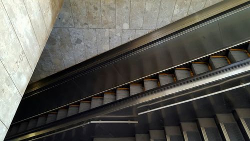 High angle view of escalator and staircase in subway station
