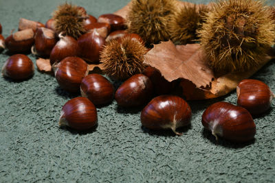 High angle view of fruits on table