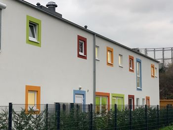 Low angle view of residential building against sky