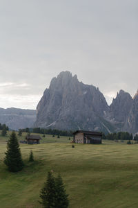 Scenic view of landscape and mountains against sky