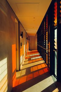 Sunlight falling in corridor of building