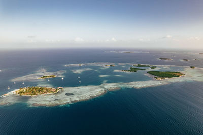 High angle view of sea against sky