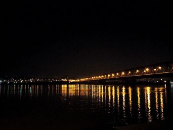 Reflection of illuminated buildings in water