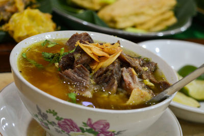Close-up of meal served in bowl