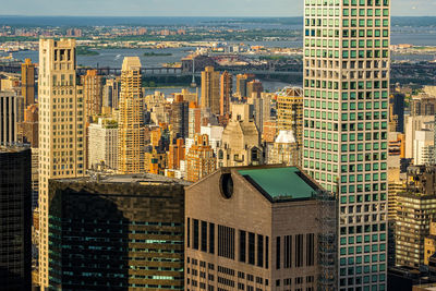 High angle view of buildings in city