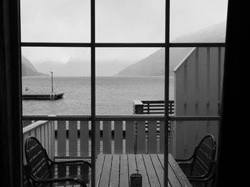 Scenic view of sea seen through window