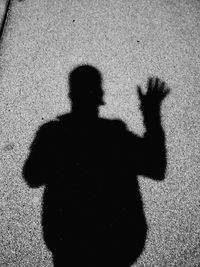 Shadow of person on road