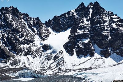 Scenic view of snowcapped mountains against sky - pico austria hikingtrail cordillera real, bolivia