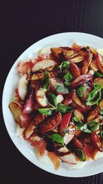 High angle view of meal served in plate