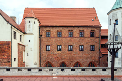 View of the walls of the gothic castle in darlowo. 