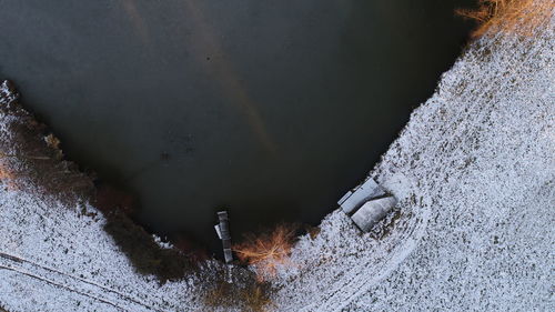 High angle view of crocodile in water