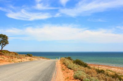 Scenic view of sea against cloudy sky