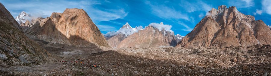 Panoramic view of rocky mountains against sky