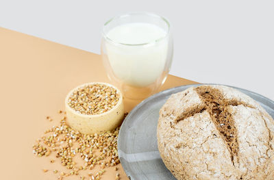 Isometry diagonal projection. green buckwheat alternative bread. buckwheat milk. gluten free healthy