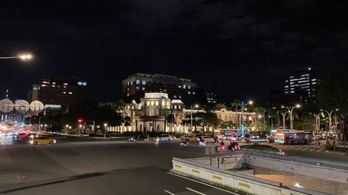 City street and buildings at night