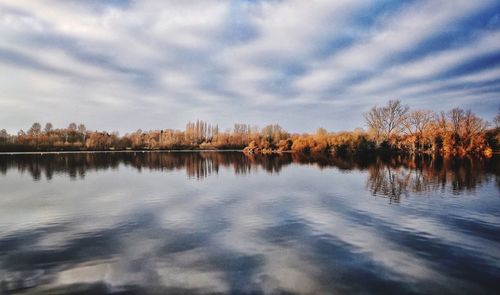 Scenic view of lake against sky