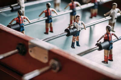 Table football game with players