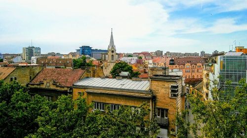 High angle view of townscape against sky