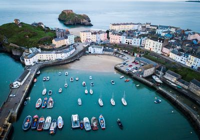 High angle view of harbor