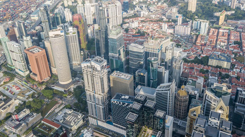 High angle view of city buildings