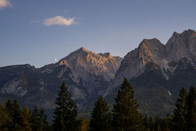 Panoramic view of zugspietze mountains against sky 