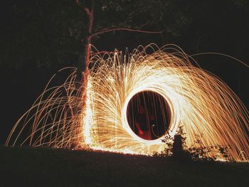 Blurred motion of wire wool at night