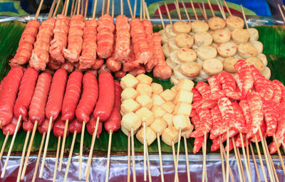 Close-up of vegetables on barbecue grill