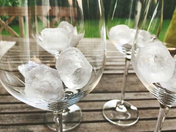 Close-up of water in glass on table