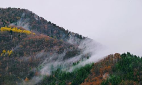 Scenic view of mountains against sky during autumn