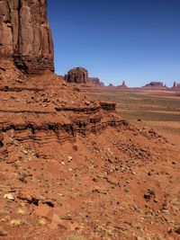 Rock formations in desert against clear sky