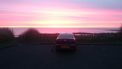 View of road at sunset