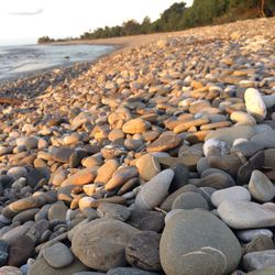 Surface level of stones on beach