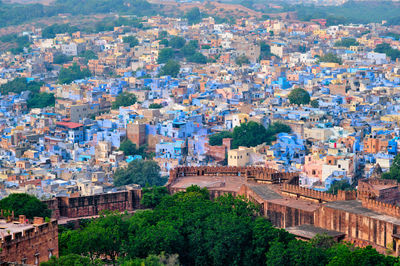 Aerial view of jodhpur blue city. jodphur, rajasthan, india